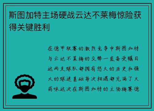斯图加特主场硬战云达不莱梅惊险获得关键胜利